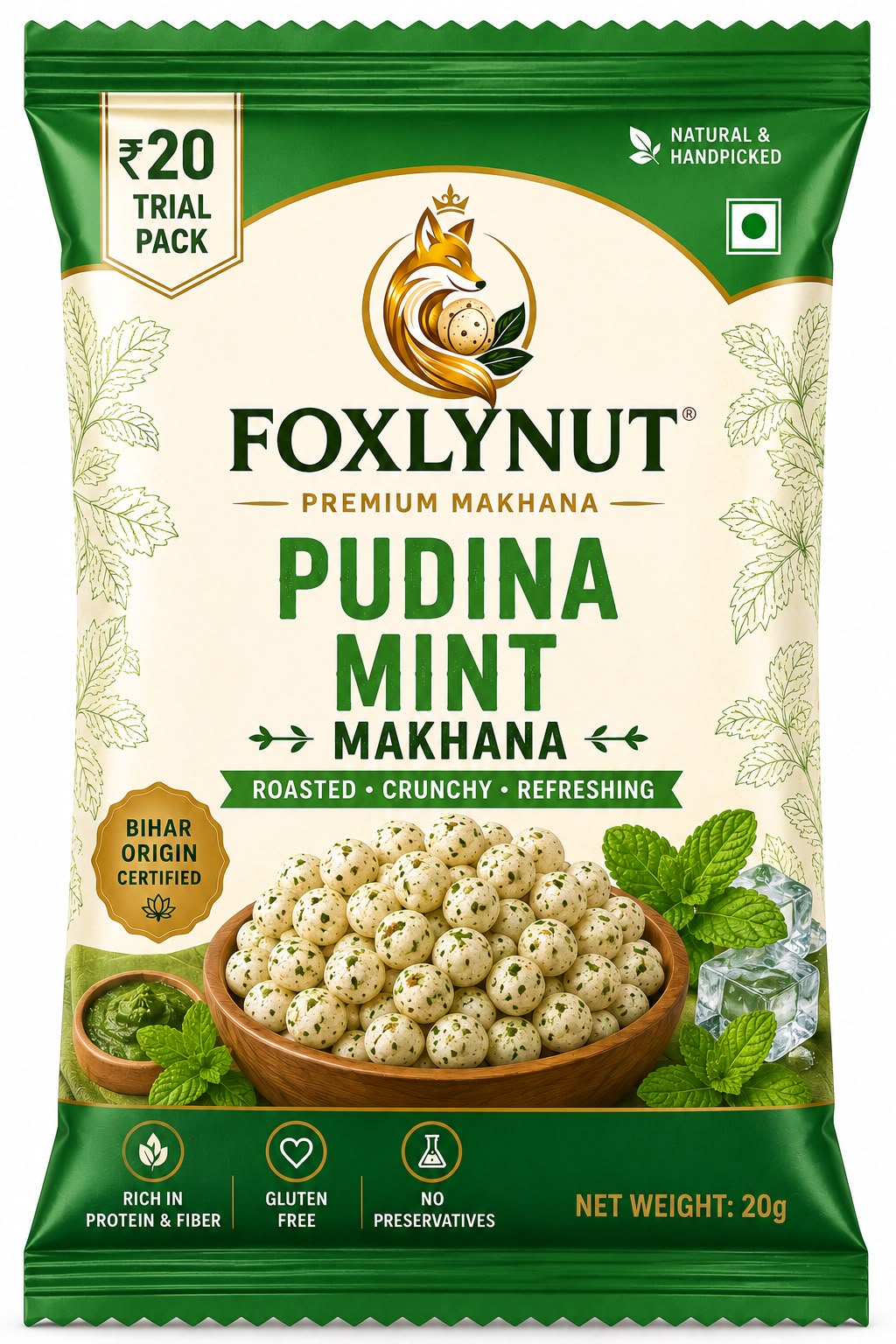 FOXLYNUT Pudina Mint Makhana Trial Pack 20g ₹20