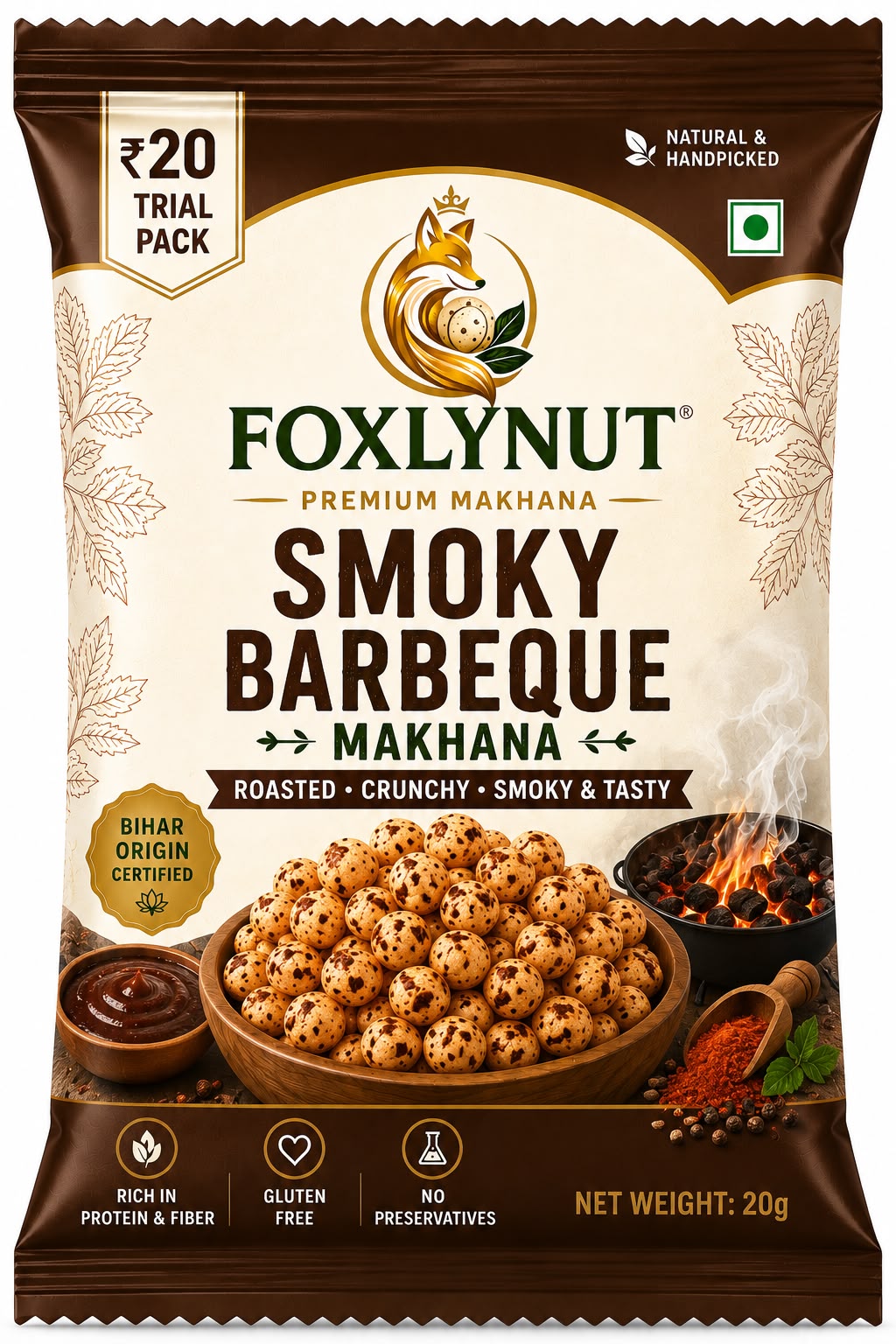 FOXLYNUT Smoky Barbeque Makhana Trial Pack 20g ₹20