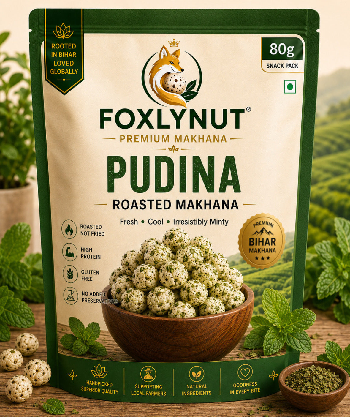 FOXLYNUT Pudina Roasted Makhana 80g