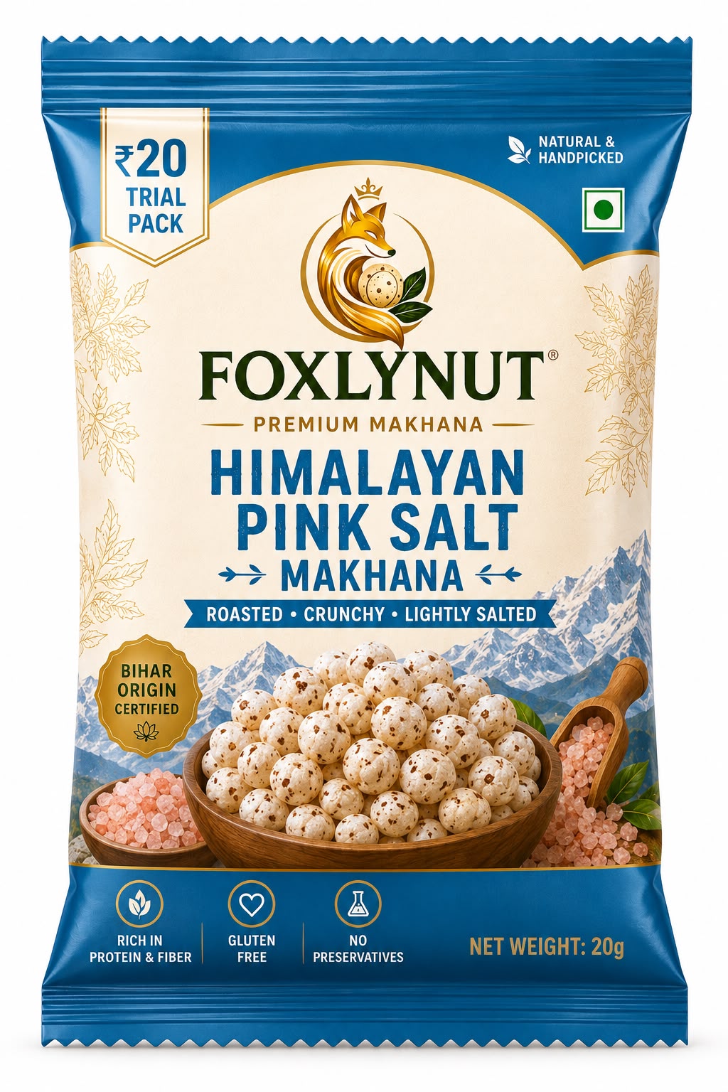 FOXLYNUT Himalayan Pink Salt Makhana Trial Pack 20g ₹20