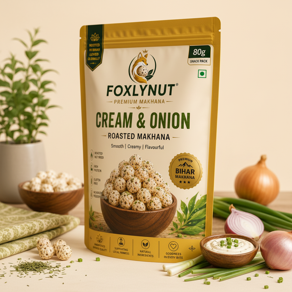 FOXLYNUT Cream & Onion Makhana 360 view